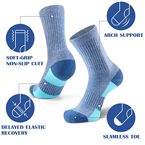 Image of Gonii Women Socks Hiking Running Thick Cushion Athletic Crew Socks 5-Pair