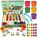 Tacobear Jeux Montessori Jouets pour Comptage et Tri Compter Les Fruits Légumes avec Tasses Coordonnées Tableau en Bois Jeu de Tri Apprentissage des Couleurs Jouet Éducatif pour Enfant 3 4 5 Ans