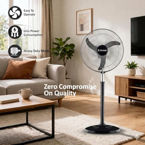 Image of SHATAK Bullet Pedestal Fan ISI Marked | Stand Fan with Tilt Mechanism | High Air Delivery | Aesthetic Design with Telescopic Arrangement