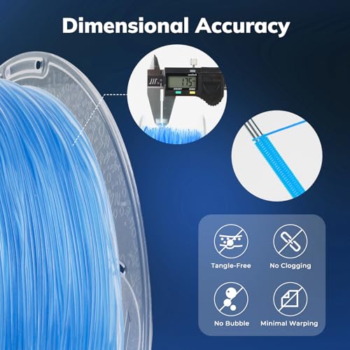 Image of AMOLEN 95A TPU 3D Printer Filament, 1.75mm Glow in The Dark Blue, Soft TPU Flexible 3D Printing Filament, Best with UV Lamps, 1kg Spool, Dimensional Accuracy + /- 0.02 mm, Fit Most 3D Printers