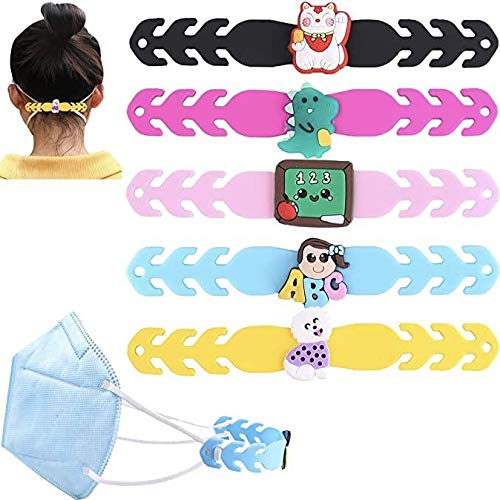 Kids Face Mask Extender Strap I 5 Pack I Face Mask Ear Protector I Earloop Masks Extension I Ear Guards Adjustable Grips I Mask Buckle Belt Head Loop Tightening Strap I 5 Units