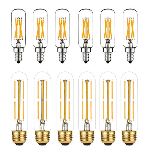 LiteHistory Dimmable E12 led Bulb 4W=40 Watt Light Bulb 6Pack E26 Edison Bulb 6W=Edison Light Bulbs 60 Watt for Chandeliers,Ceiling Fan,Wall scones,Vanity 6Pack 2700K AC120V Tubular Light Bulb