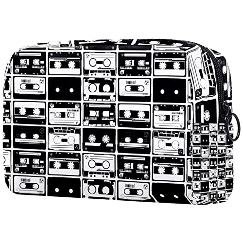Cassette Noir Et Blanc Trousse De Toilette pour Organisateur De Voyage pour Femmes Cover