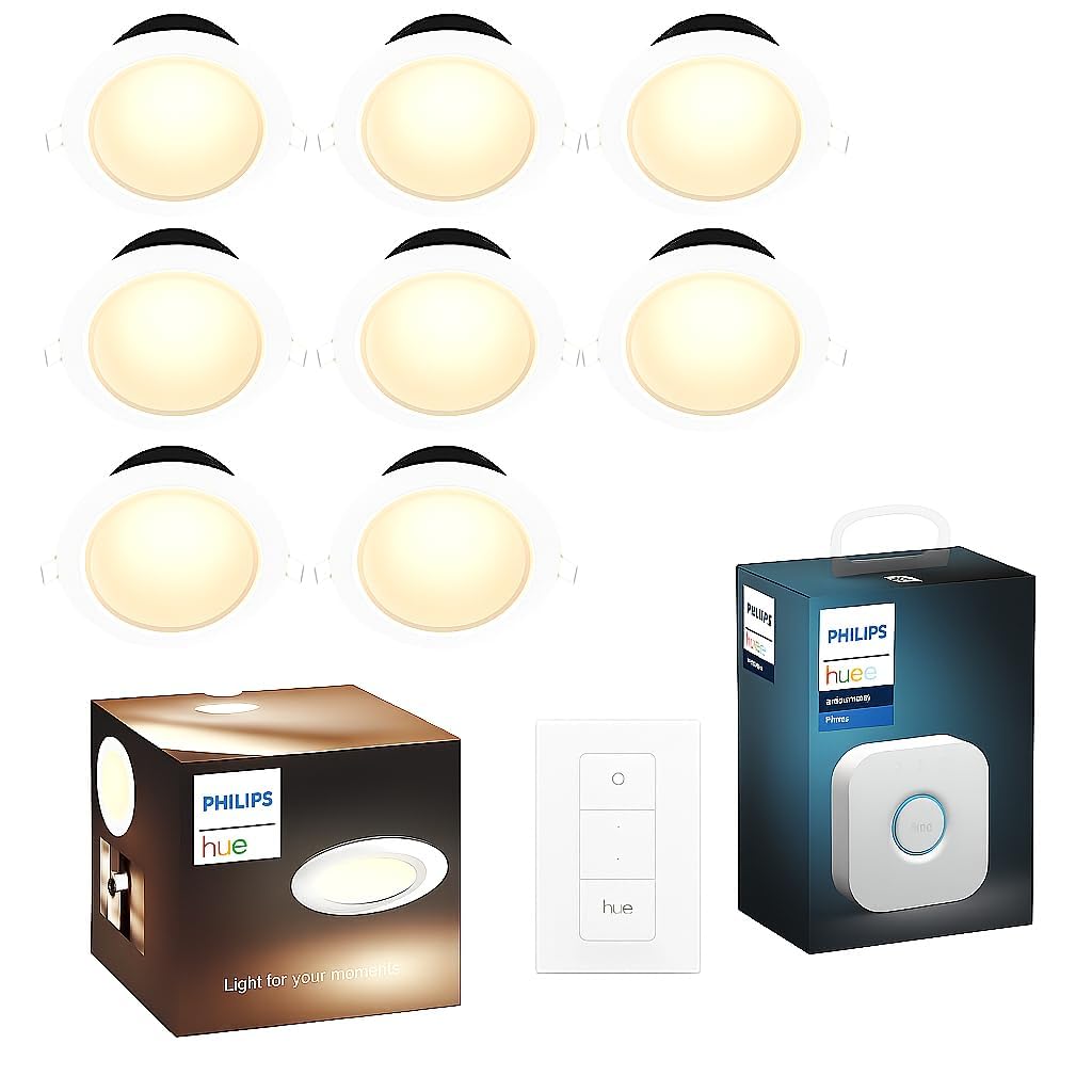 PHILIPS Hue Smart 7W Garnea White Ambience Downlight 125mm Compatible with Amazon Alexa, Apple HomeKit, and The Google Assistant (2200-6500 K) Pack of 8 (1no hue Remote and hue Bridge Included)-image-21