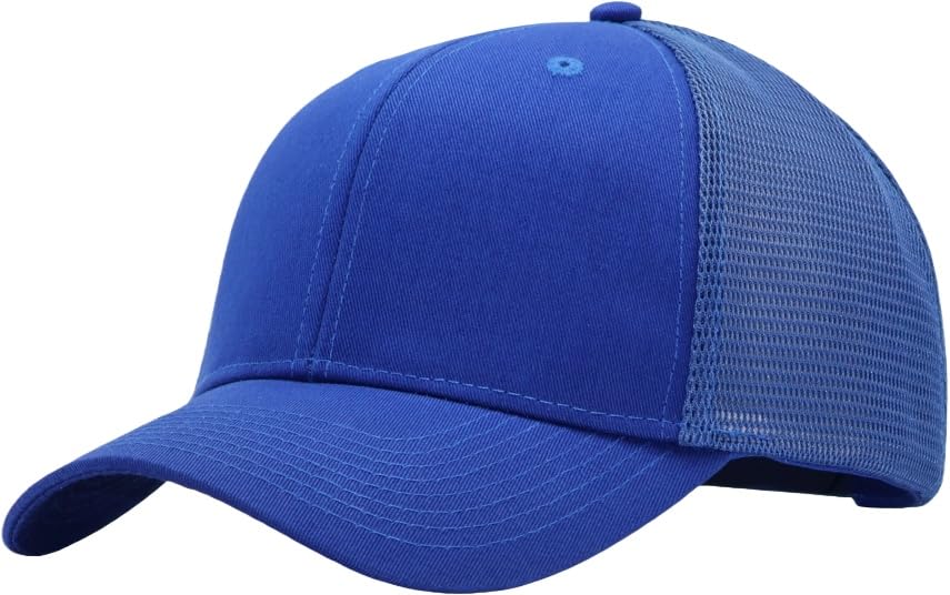 Image of Mens Mesh Snapback Hat Fits One Size & XXL | Structured Adjustable Trucker Hats | Sturdy Outdoor Blank Baseball Cap
