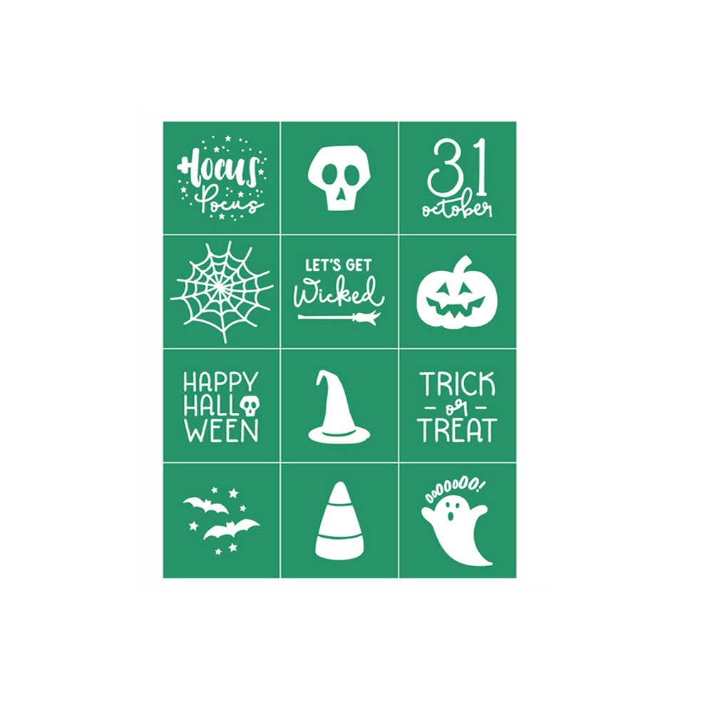 DGAGA Self-Adhesive Silk Screen Printing Stencil Mesh Stencils Transfer Reusable Sign Home Decor Washable for DIY Halloween Decor, Wood,Ceramic,Pillow(Halloween,8.5x11)
