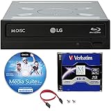Produplicator LG WH16NS46 16X Blu-ray BDXL M-DISC DVD CD Internal Writer Drive Bundle with Free 25GB Verbatim M-Disc BD-R, CyberLink Burning Software, SATA Cable & Mounting Screws
