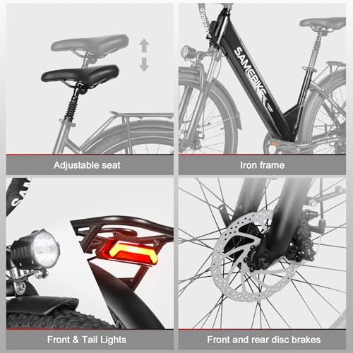 SAMEBIKE rs-a01 pro Elektrofahrrad 26" Fat Tire E-Fahrrad,540WH Akku,Max.Reichweite bis zu 40-120km, Off-Road Mountainbike mit Gemüsekorb,City EBike Herren Damen – Bild 7