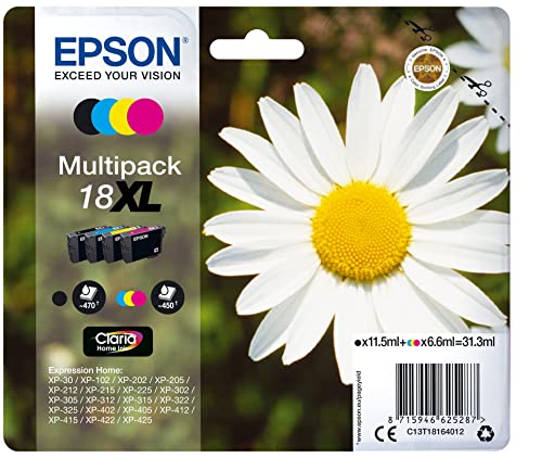 Epson Multipack 18XL Pâquerette, Cartouches d'encre d'origine XL Haute capacité, 4 couleurs: Noir, Cyan, Magenta, Jaune