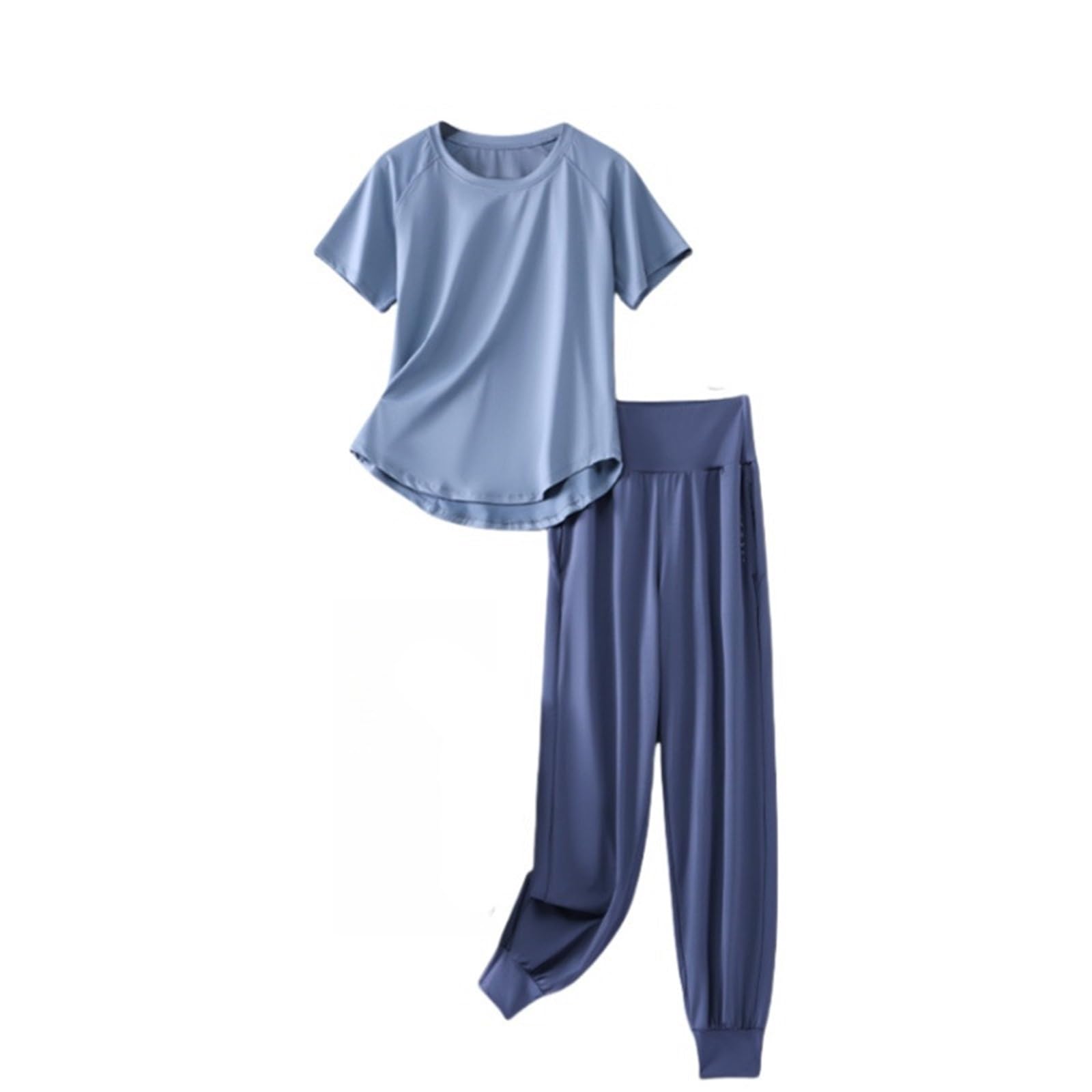 Set da yoga da donna S-4XL Set Yoga Donna Camicie sportive Pantaloni da palestra 2 pezzi Top fitness corti sportivi Tuta donna