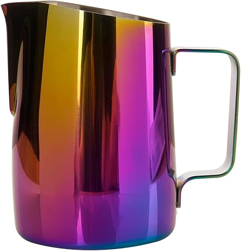 Dianoo Jarra espumadora de leche con asa, jarra de vapor de acero inoxidable de 20.3 fl oz, taza espumadora de leche espresso para café, capuchino,