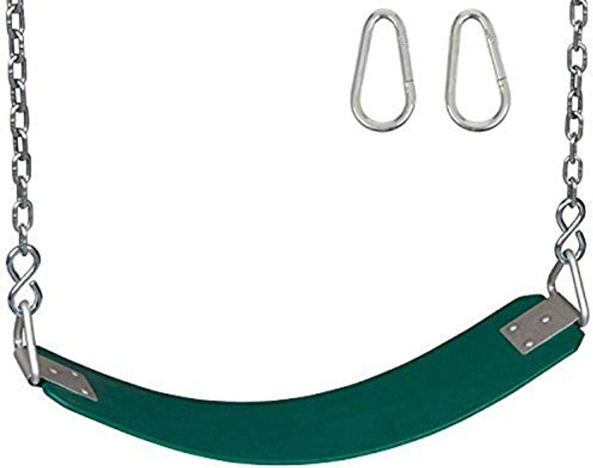 Swing Set Stuff Inc. Polymer Belt Swing (Green) with Chains and Hooks and SSS Logo Sticker