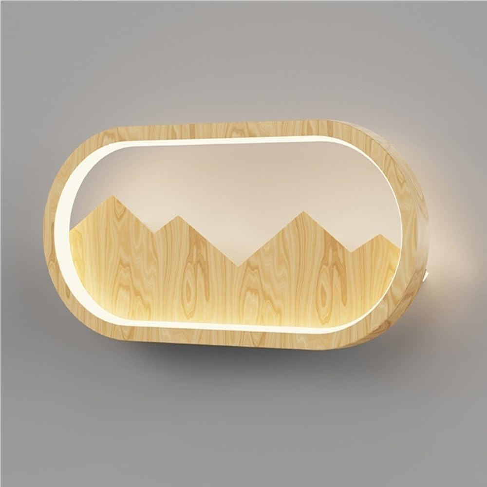 HUAYUSEDF Modern Nordic Wall Light Sconce - Wood & Metal Indoor Fixture for Living Room, Bedroom, Hallway Stylish Bedside Lighting for Home Use