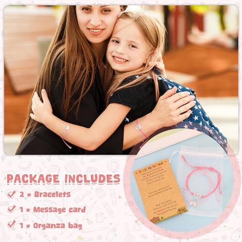 Image of EOBOH Back to School Supplies, Back to School Bracelet Mommy and Me, Prek Matching Wish Bracelets Set, Adjustable Bracelet for Boys Girls Gifts Stuff Bulk