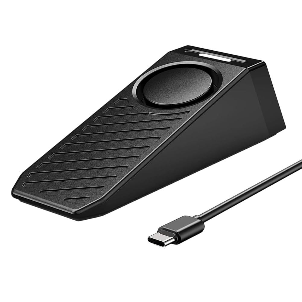 Jnchdghwa Black Alarm, Rechargeable Door Stop, Door Wedge Stop With Anti-Slip Silicone Base, Portable Anti-Theft Functionality