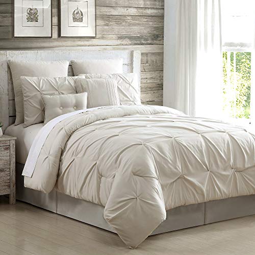 Amrapur Overseas Ella Collection| 8-Piece Pin Tuck Comforter Set, Ultra-Soft & Hypoallergenic Complete Bedding Set