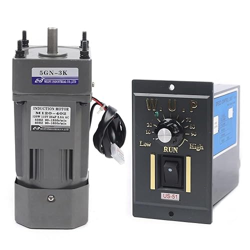Miniatura 10 de Motor de alto par de CA, motor eléctrico monofásico reversible de 110 V 120 W con controlador ajustable de velocidad variable motor engranado por