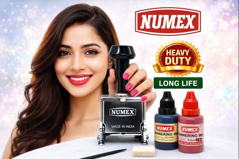 Image of NUMEX (Bill Book) Heavy-Duty 6 Digit Automatic Numbering Machine 5.5mm | Super Fast Operation | Black & Red Ink | Steel Heavy Body with Steel Font | Durable & Professional Use