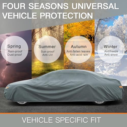 Image of Kayme Heavy Duty Car Cover Custom Fit Mazda RX-7 RX7 RX-8 RX8 (1979-2012) Waterproof All Weather for Automobiles, Full Exterior Covers Sun Rain UV Protection.