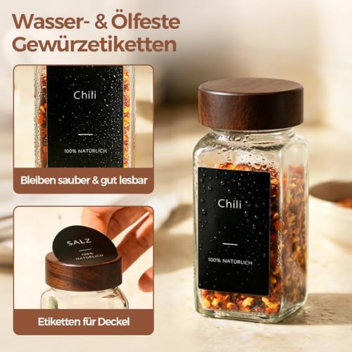 ComSaf Vorratsgläser Glasbehälter Gewürzgläser Eckig 120 ml, 24er Set – Ansicht 5