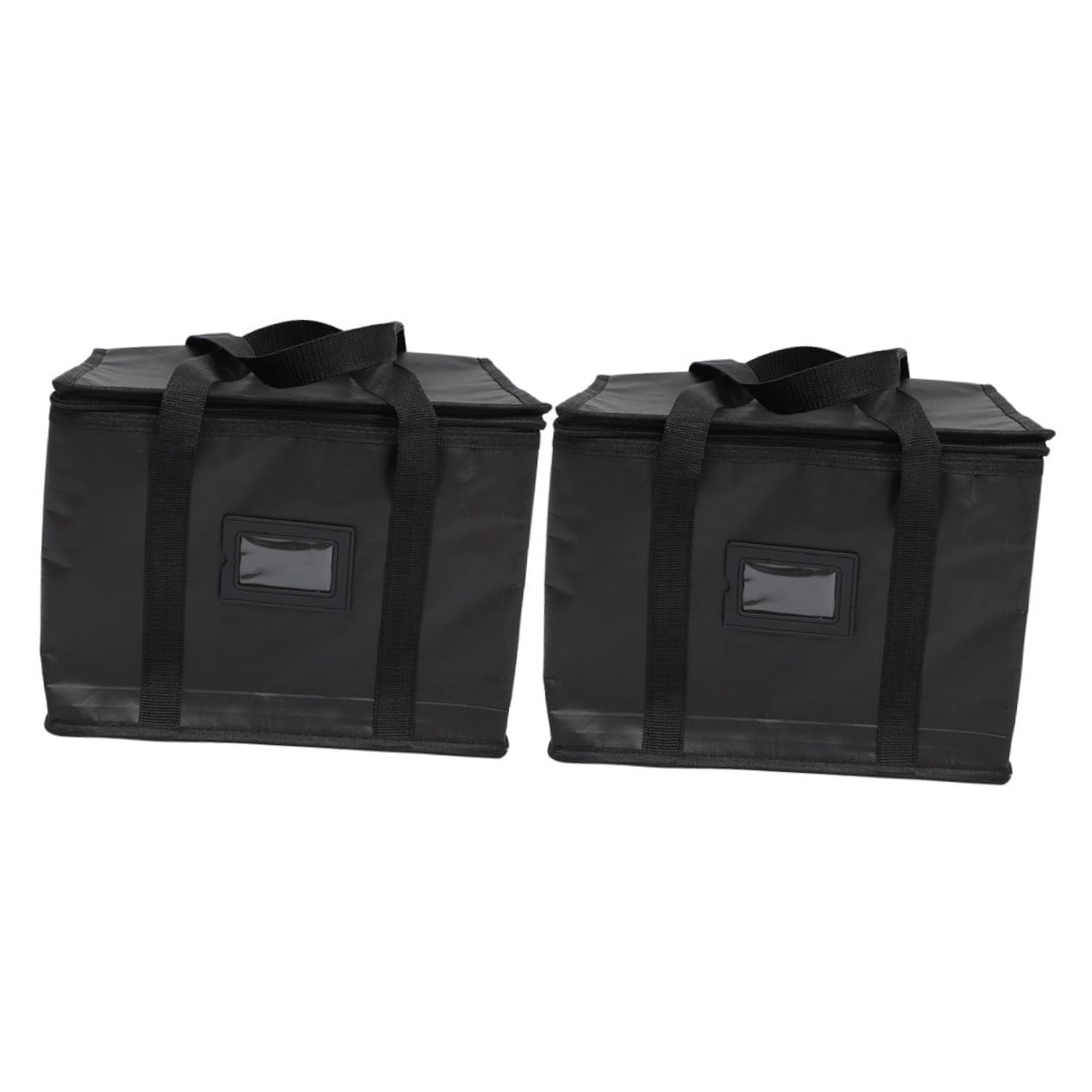 FUNOMOCYA 2pcs Large Capacity Carrying Case Out Door Decor Insulated Cooler Bags Portable Insulated Bag Insulated Grocery Bag Pizza Bag Foldable Shopping Bag Hot Food Bag Braided Film Black