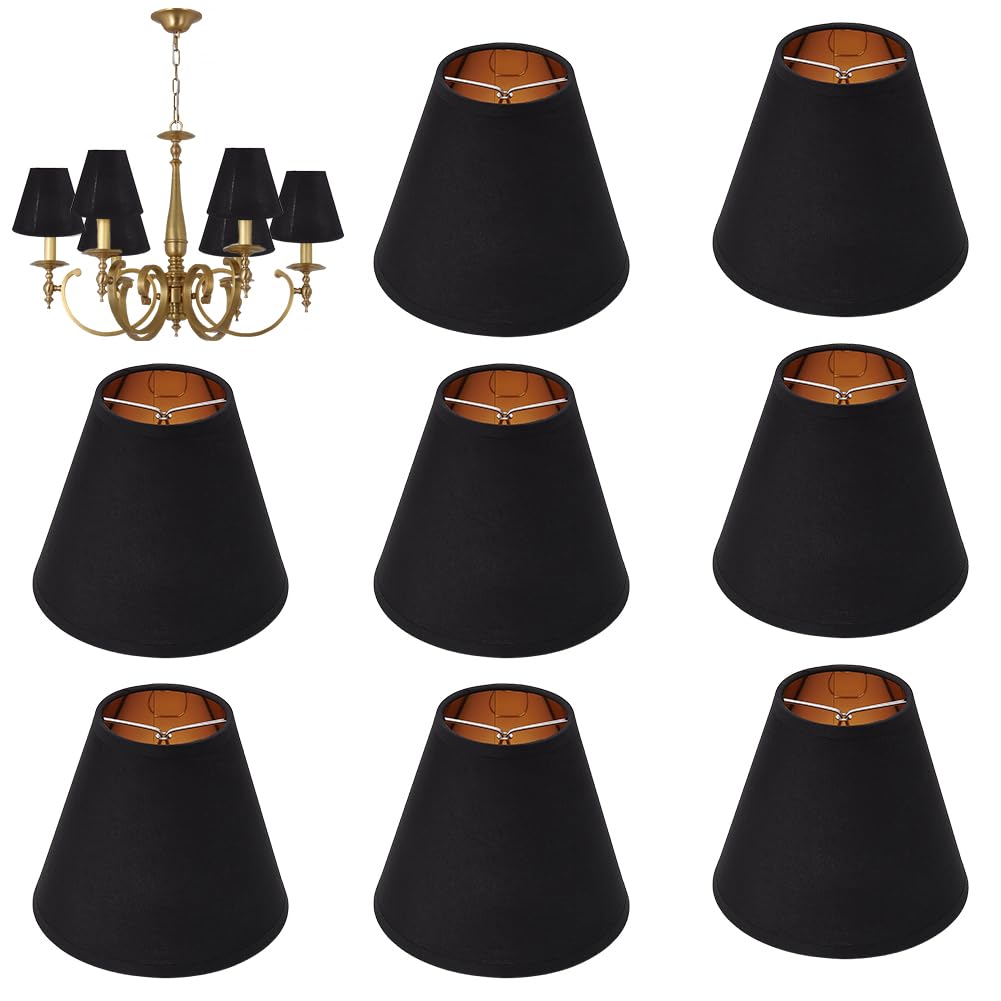 UNICRAFTALE 8 Pcs Black Clip-On Chandelier Lamp Shades 76~150x130mm Small Chandelier Lamps Shade Cloth Lamp Shades Candelabra Bulb Cover for Wall Ceiling Table Floor Lamps