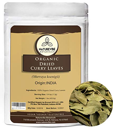 Naturevibe Botanicals Organic Curry Leaves, 1 lb | Gluten-Free, Non-GMO & USDA Organic | Adds Flavor and Aroma (16 ounces)