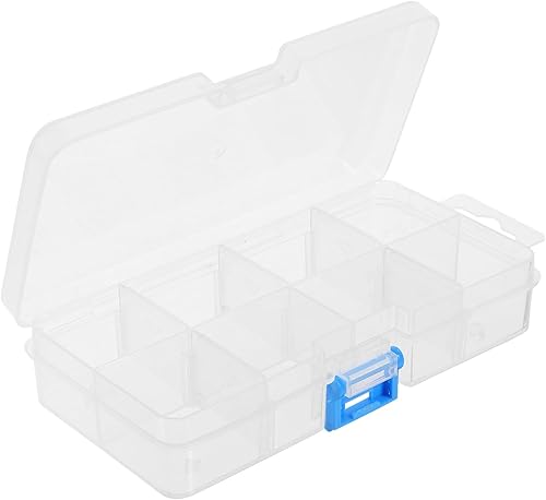 Healifty Caja de almacenamiento de plástico 8 rejillas organizador de contenedores Divisor compartimento de rejilla con tapa para joyería Cuentas