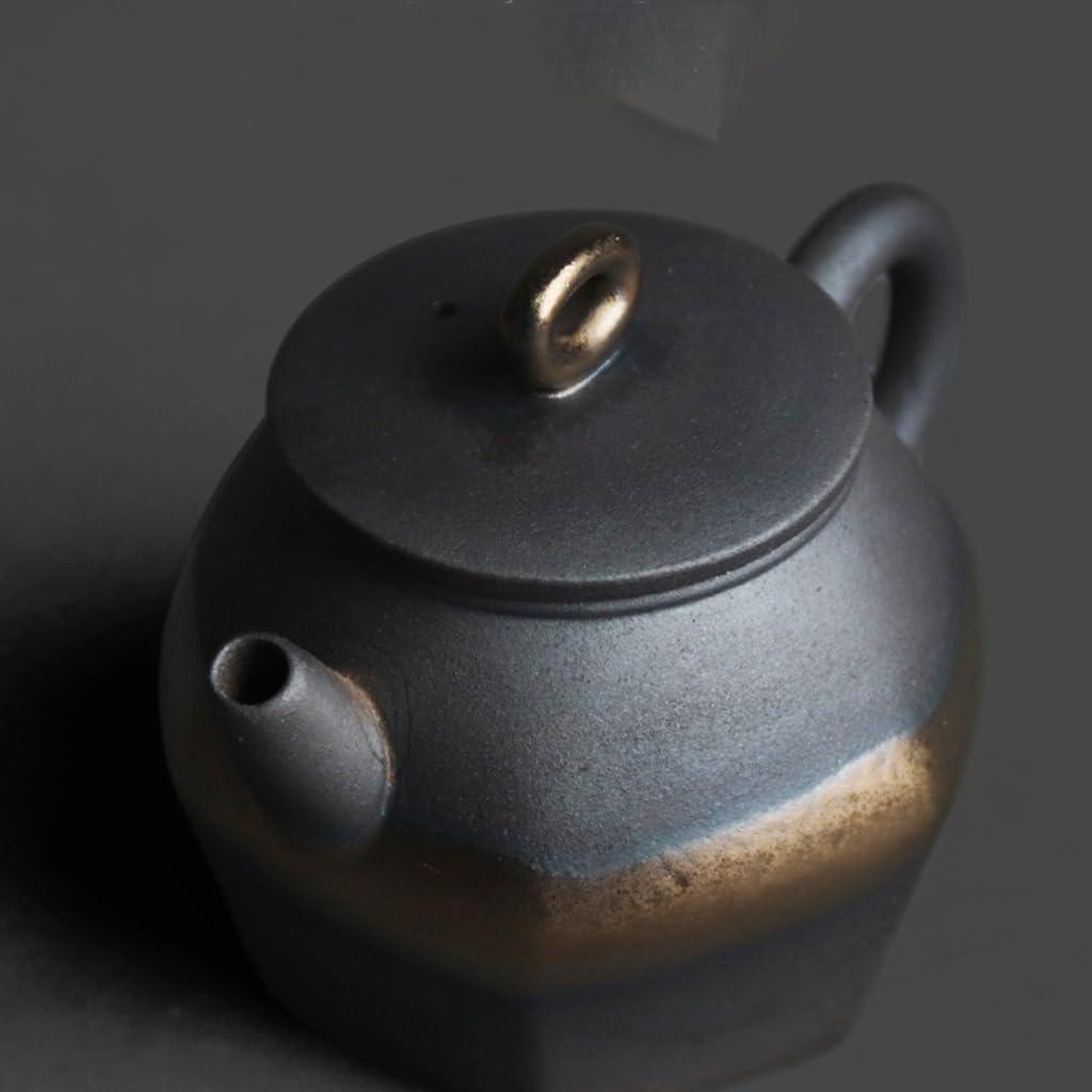 Infusor De Té Rock Pottery Tetera pequeña de Mano de Seis Lados, Hecha de cerámica Retro en Bruto, Tetera Individual for preparar té Tetera De Cocina