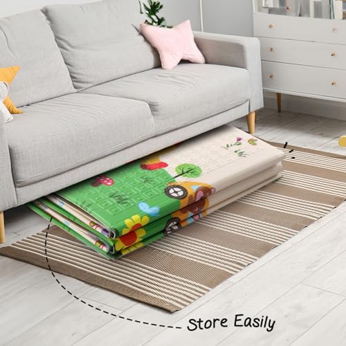 Image of FIRSTCRY INTELLISKILLS Premium Extra Large Reversible Play Mat for Babies, Learning & Crawling Foldable Baby Mat for Floor, 6.5x4.5 ft, 0.6cm Thick, (Animal Tribe), Multicolor, 1 Count