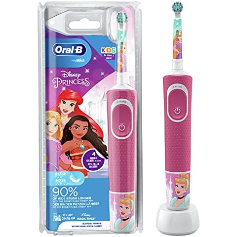 Oral-B Kids Princess Elektrische Zahnbürste/Electric Toothbrush für Kinder ab 3 Jahren, 2 Putzmodi für Zahnpflege, extra weiche Borsten, 4 Sticker, rosa (Design kann variieren) Cover