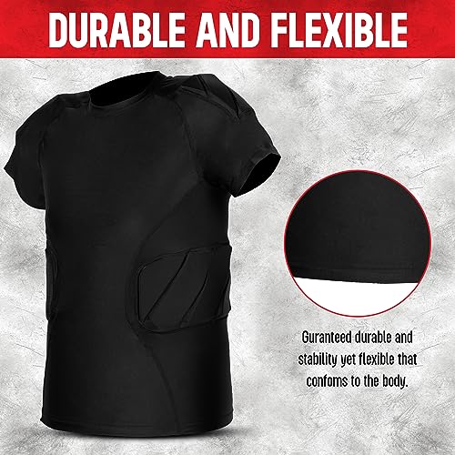 Adult & Youth Padded Compression Shirt for Men's & Boy's | Protective Gear, Rib Shoulder Protector for Football3