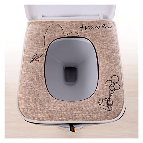 QAIXAG Toiletbril Huishoudelijke linnen vierkante toilethoes voor alle seizoenen universele toilethoes met handvat (kleur: A1, maat: 1 stuk)
