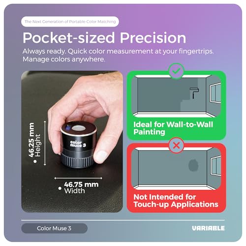 Image of COLOR MUSE 3 Portable Color Matching and Paint Scanner Device - Wireless Digital Colorimeter Sensor for Accurate Color and Sheen Detection - Pocket-Sized, Easy Carry, Indoor /Outdoor Projects - Black