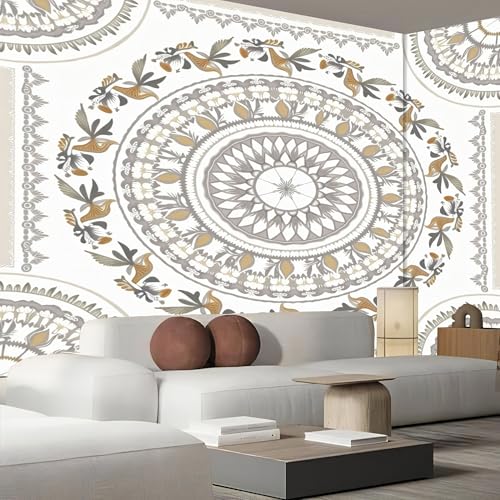 Papier peint panoramique mandala pour cacher les défauts du mur