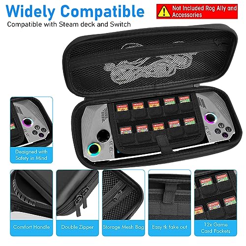 Image of ZEITEL Carrying Case for Rog Ally & Accessories, Portable Handbag for Rog Ally, EVA Carrying Case with 10 Games Cartridges Slot Waterproof Protective Storage Bag Travel Case for Rog Ally