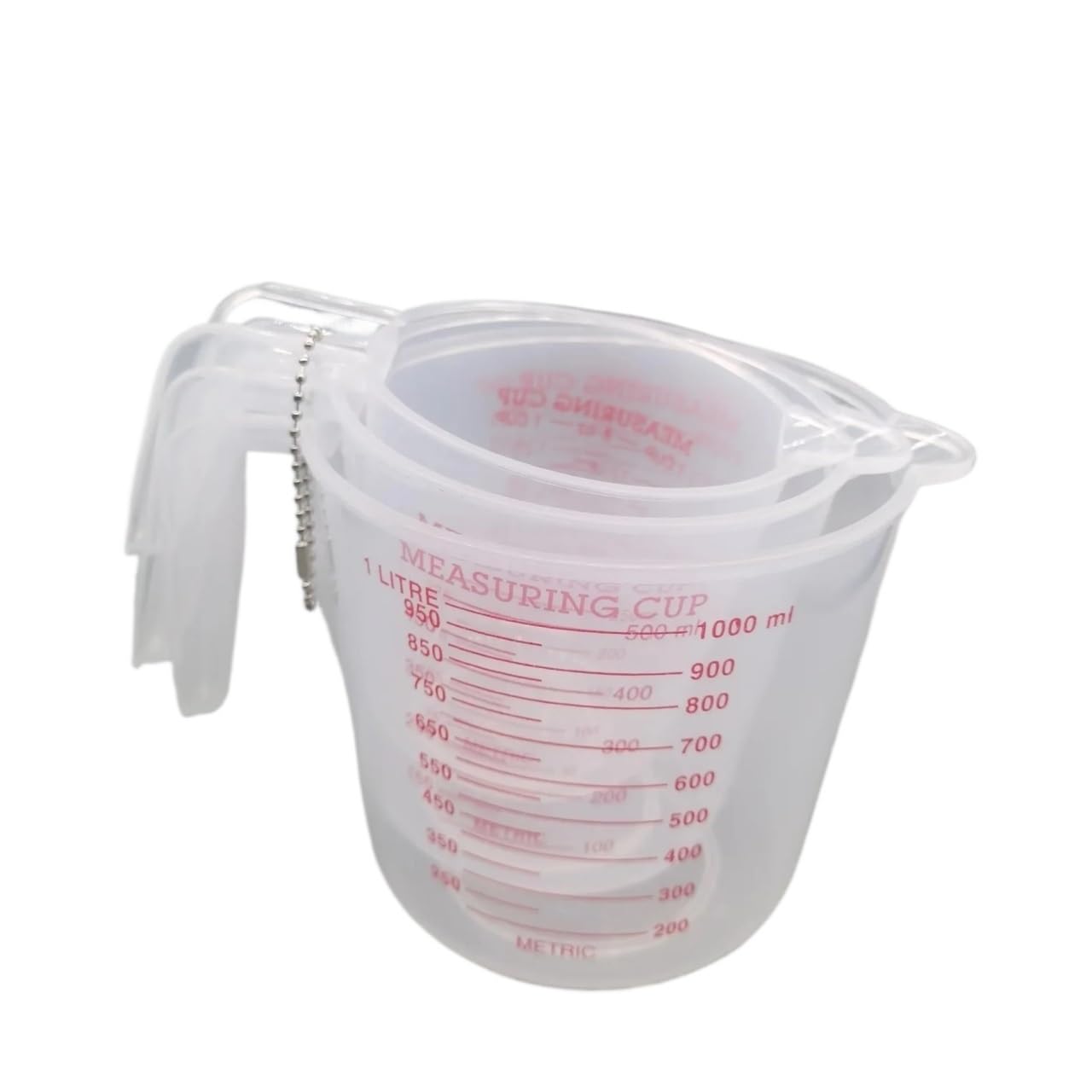 Messbecher 3 Stück 250–1500 ml transparenter Kunststoff-Messbecher mit abgestufter Messung for Haushalt, Küche, Backen, Messwerkzeug-Set, Becher Griffdesign(3pcs)