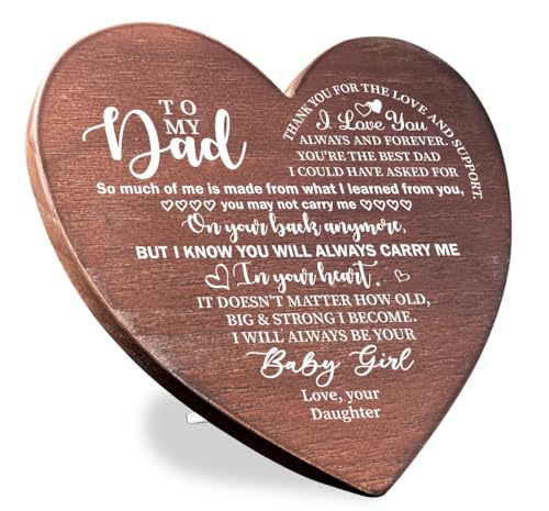Dad Gift, Heart Shaped Wood Plaque Gift, Standable Wooden Heart Plaque, Beautiful Gift for Dad from Daughter, Retirement Gifts for Dad, Dad Birthday Gift from Daughter, I Will Always Be Your Baby Girl