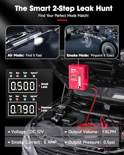Image of ANCEL L3000 Digital Automotive Smoke Leak Detector with LED Pressure Gauge - EVAP System & Full-Vehicle Leak Tester for Gasoline and Diesel Engines, Professional Smoke Machine Tool