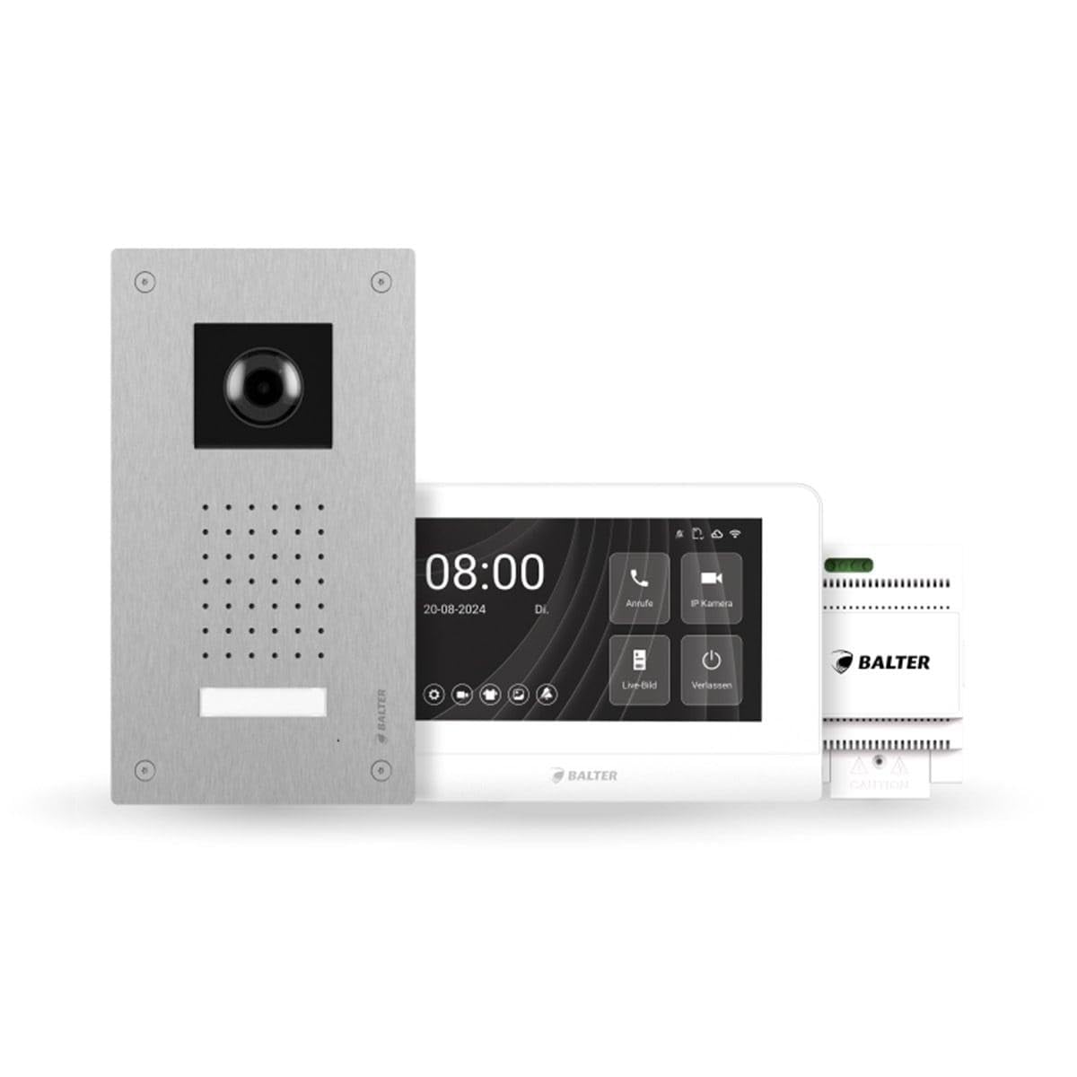 Balter ENTRI L Video Doorbell Unterputz Türklingel mit Kamera und 1x 7 Zoll Touchscreen HD WLAN Monitor, kabelgebunden Türsprechanlage mit Interkom WiFi Mobile App für 1 Familienhaus Set