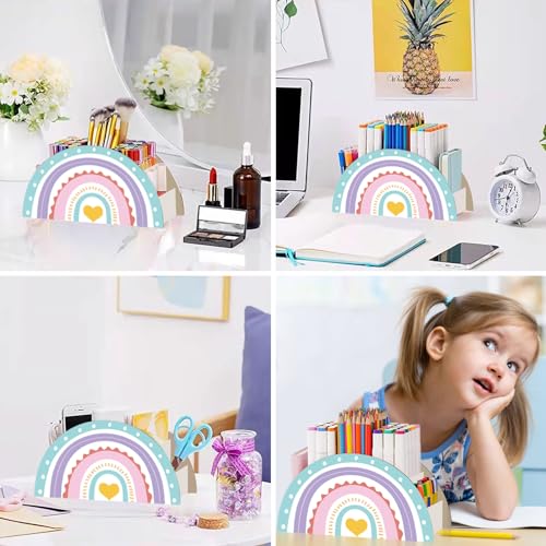 Forreen Pencil Holder for Desk, Pen Holder Kids Creative Rainbow Shape Wooden Pen Organizer Storage for Office Supplies Makeup Brush Classroom Organization - Cosy Home Interiors Forreen Pencil Holder for Desk, Pen Holder Kids Creative Rainbow Shape Wooden Pen Organizer Storage for Office Supplies Makeup Brush Classroom Organization - Image 7