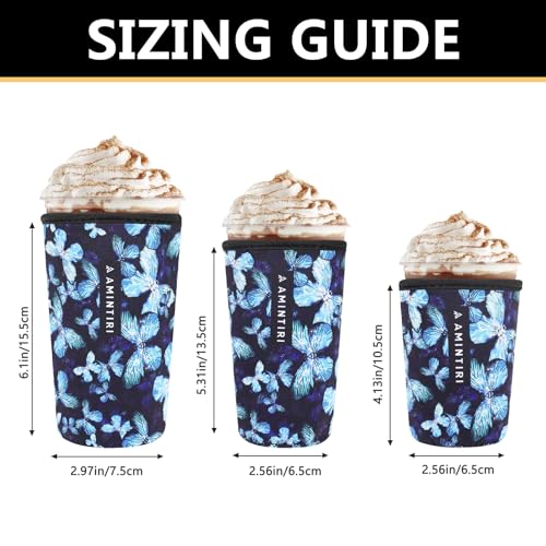 Image of 3 Pack Reusable Sleeve for Iced Coffee Cup, Coffee Neoprene Sleeve for Iced&Hot Drinks, Coffee Sleeve Compatible with Starbucks, Dunkin Coffee Cup. (Dream Butterfly)