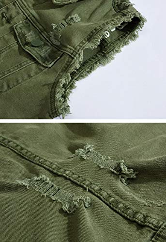 ebossy Men's Ripped Distressed Denim Vest Sleeveless Button Up Jean Vest Jacket4