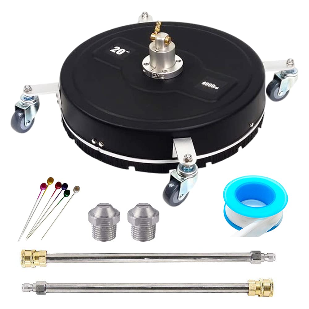 20 Inch Surface Cleaner Pressure Power Washer 4000 psi with 4 Wheels 2 Extra Nozzles & 2 Extension Wand 1/4" Quick Connect Driveways Deck Sidewalk Washer Cleaner Easy to Use