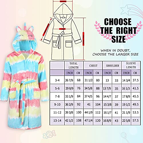 V.&Grin Girls Fleece Robe, Unicorn Cat Hooded Plush Soft Bathrobe Gifts For Girls 3-14 Years(Candy Unicorn 7-8) #TOP6