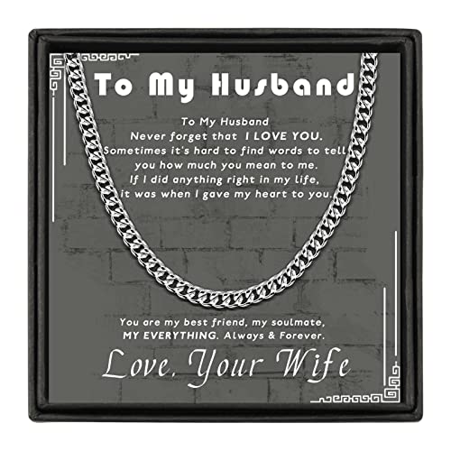 SUNSH Collier « To My Husband / Boyfriend » en acier inoxydable avec carte de citation, 45,7 cm, 55,9 cm, 66 cm de long, pour mari/petit ami, Pas de gemme Cover