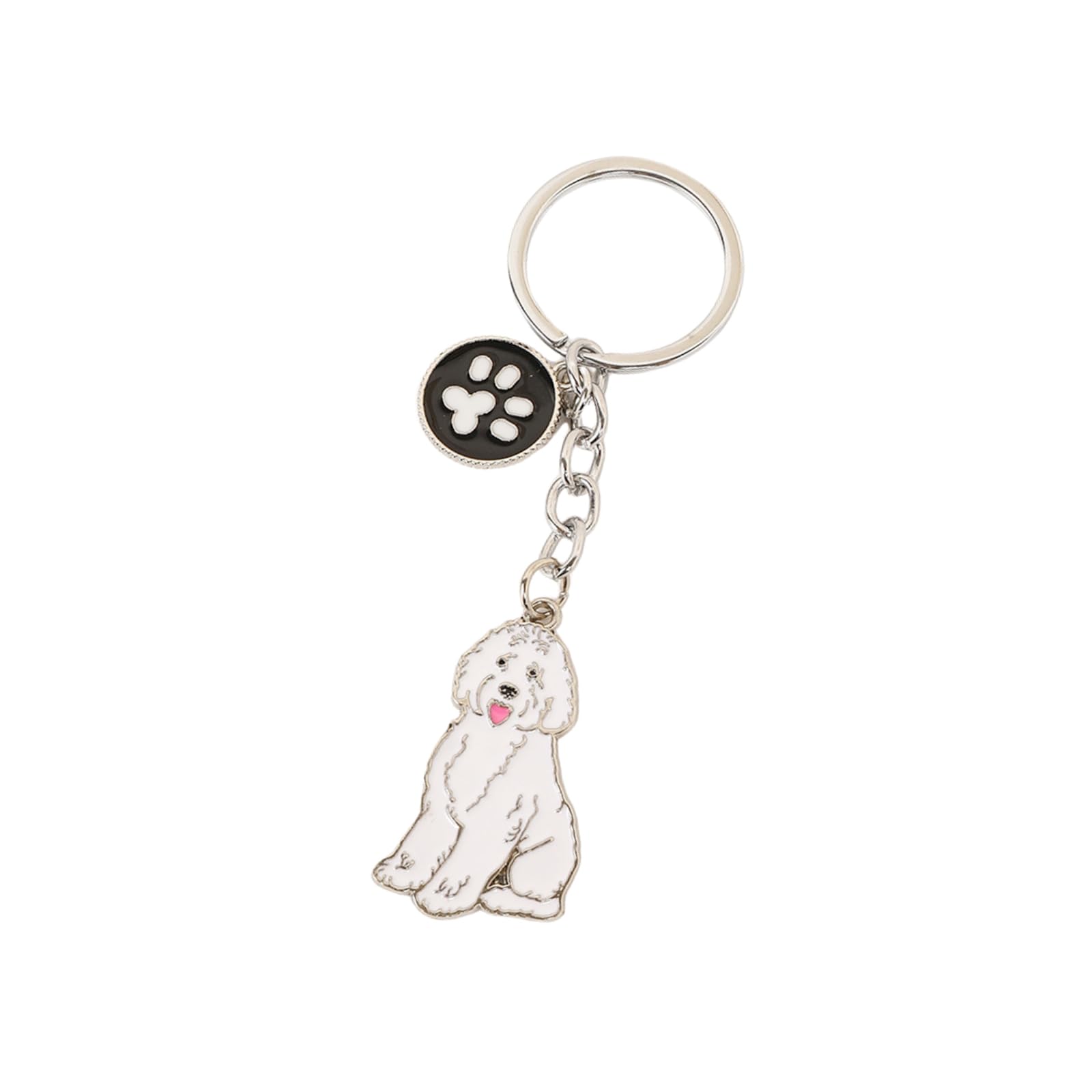 Bt Bear Unisex White Bichon Frise Keychain,Halloween Metal Flexible Skull Keychain Keyring Keyfob Bag Charm (White Bichon Frise)