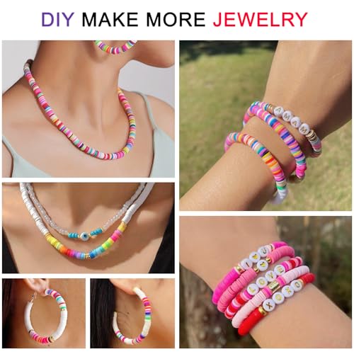 Image of Redtwo 6800 Pcs Clay Beads Bracelet Making Kit, Flat Preppy Beads for Friendship Bracelets, Polymer Clay Bead with Charms for Jewelry Making, Crafts Gifts for Girls Ages 6-12