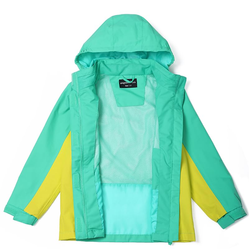 Image of YINGJIELIDE Boys Girls Waterproof Rain Jackets Kids Easy to Fold Windbreaker Lightweight Outdoor Hooded Raincoat