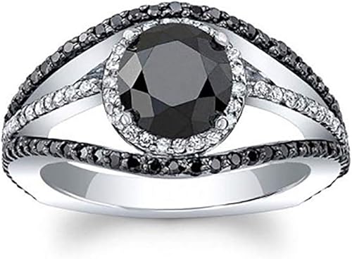 Vintage 925 Sterling Silver Cocktail Rings Round Cut Black Onyx MarcasiteWhite Cubic Zirconia Simulated Diamond Anniversary Promise Wedding Band